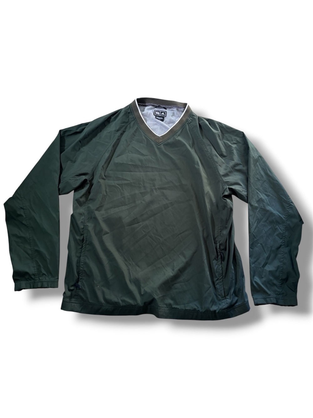 Vintage Adidas V-Neck Windbreaker Pullover – Green – Size Large